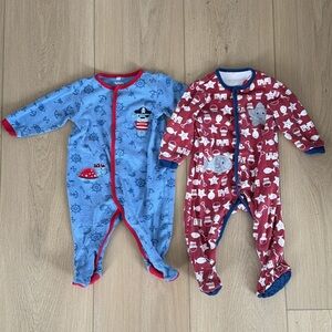 Pair of Pekkle Buttoned Baby Sleepers (Size 9m & 12m)